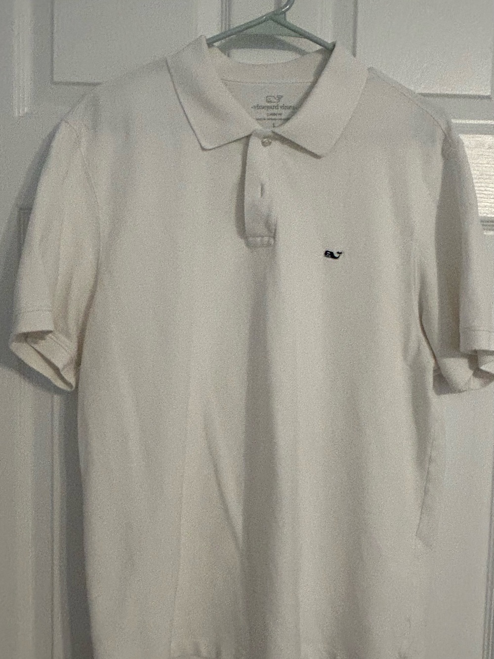 Vineyard Vines White Polo with Navy Whale Logo Sz L